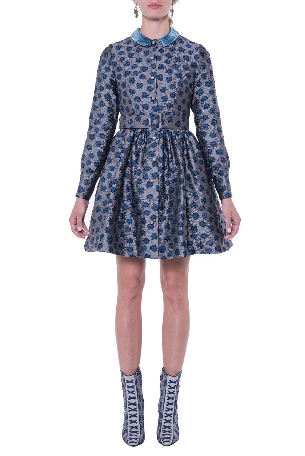 Luisa Beccaria Abito in jacquard a maniche lunghe Spedizione Gratuita