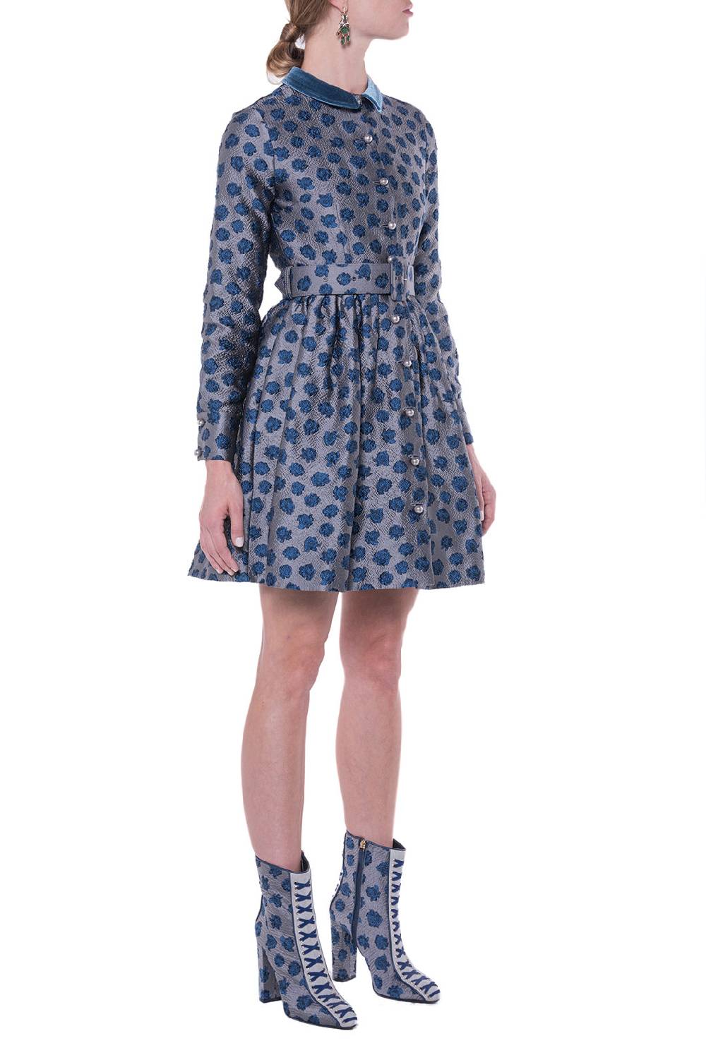 Luisa Beccaria Abito in jacquard a maniche lunghe Spedizione Gratuita