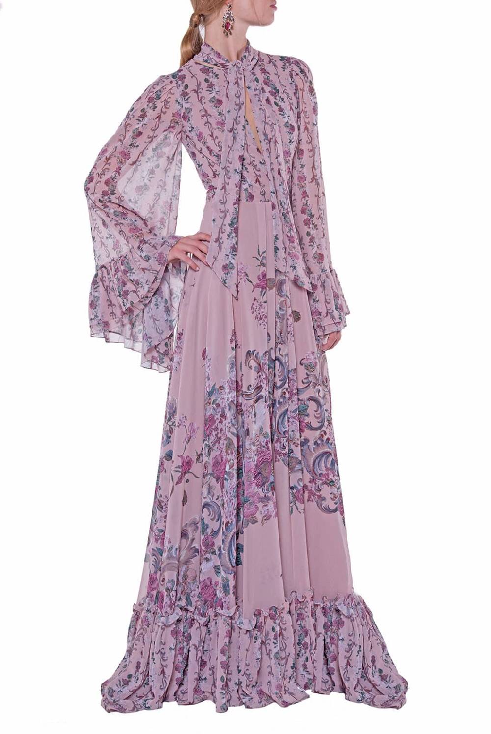 Luisa Beccaria Abito in georgette stampato fiori Prezzo Ridotto