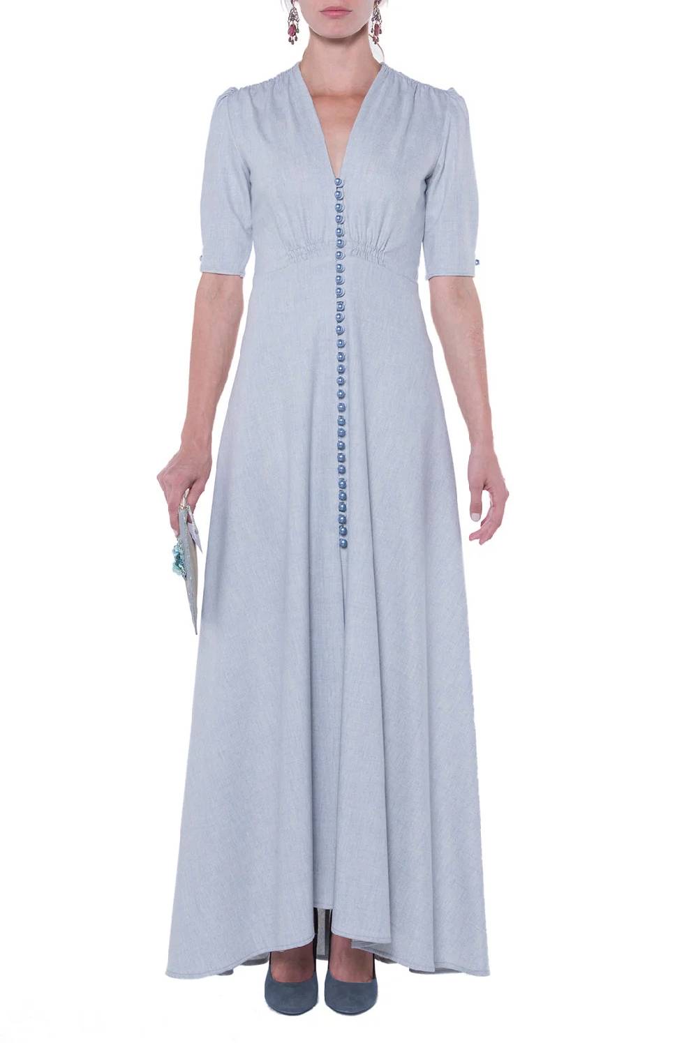 Luisa Beccaria Bottoncino Well Abito Blu Sottocosto