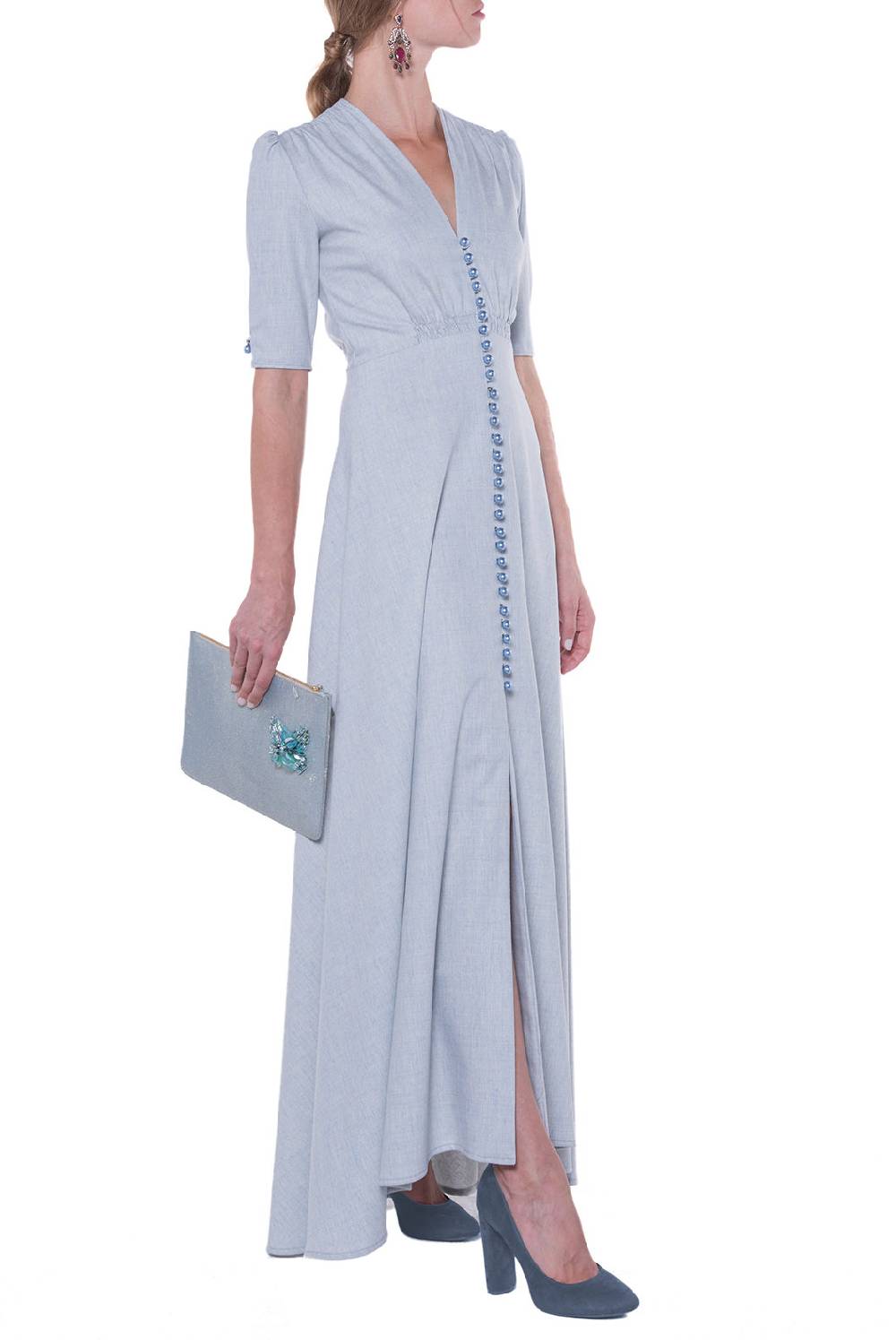 Luisa Beccaria Bottoncino Well Abito Blu Sottocosto