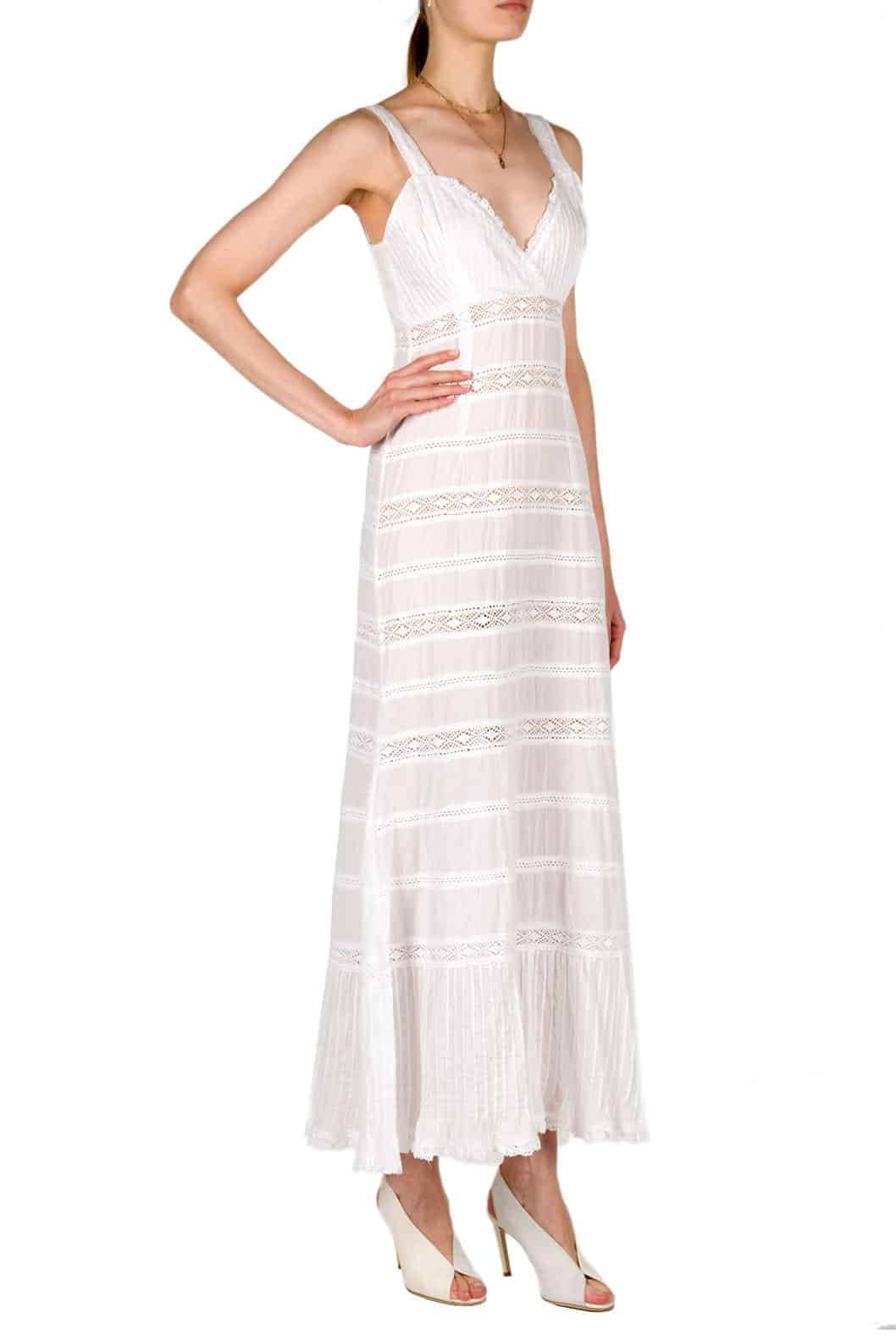 Luisa Beccaria Abito da spiaggia in cotone bianco Outlet