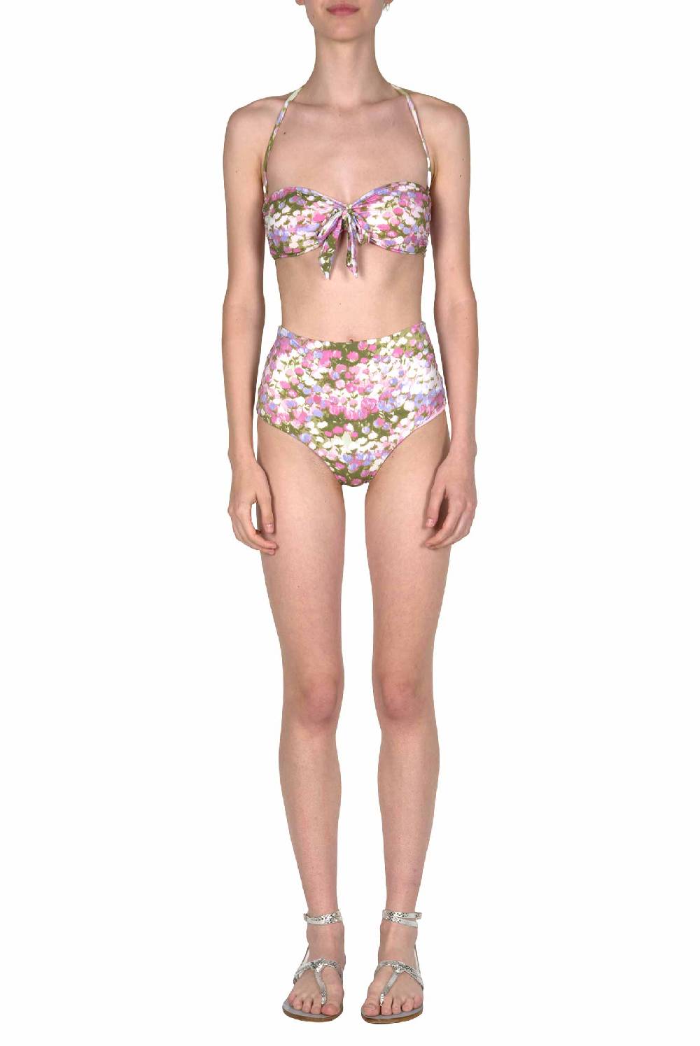 Luisa Beccaria Bikini Fascia E Slip A Vita Alta Rosa Monet Negozio