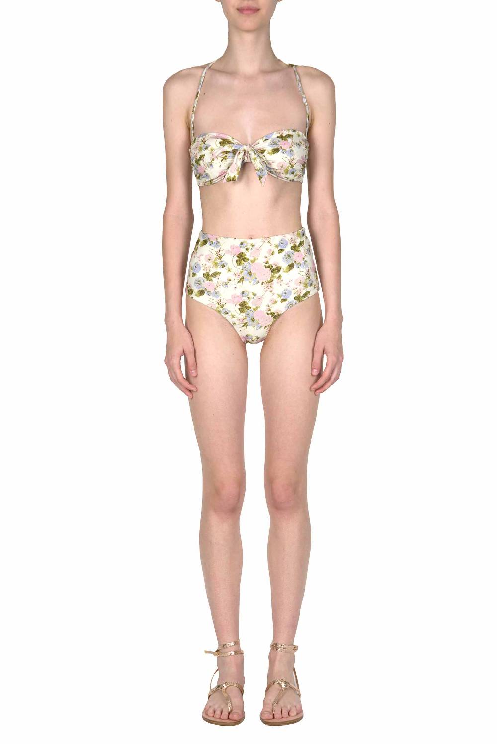 Luisa Beccaria Fascia E Vita Alta Sottoveste In Fiore Rose Double Face Nuova