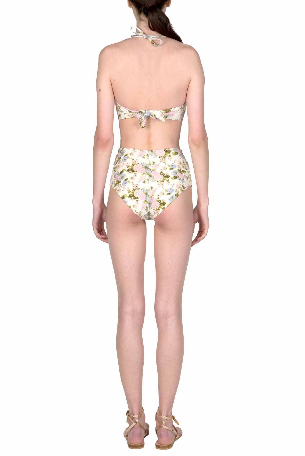 Luisa Beccaria Fascia E Vita Alta Sottoveste In Fiore Rose Double Face Nuova