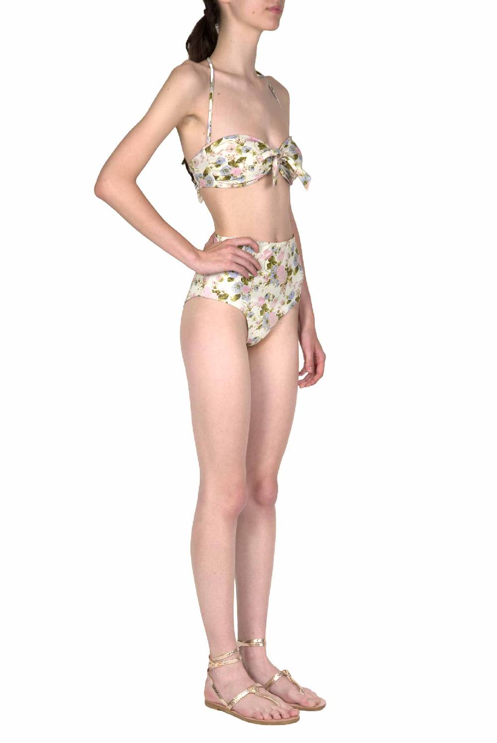 Luisa Beccaria Fascia E Vita Alta Sottoveste In Fiore Rose Double Face Nuova