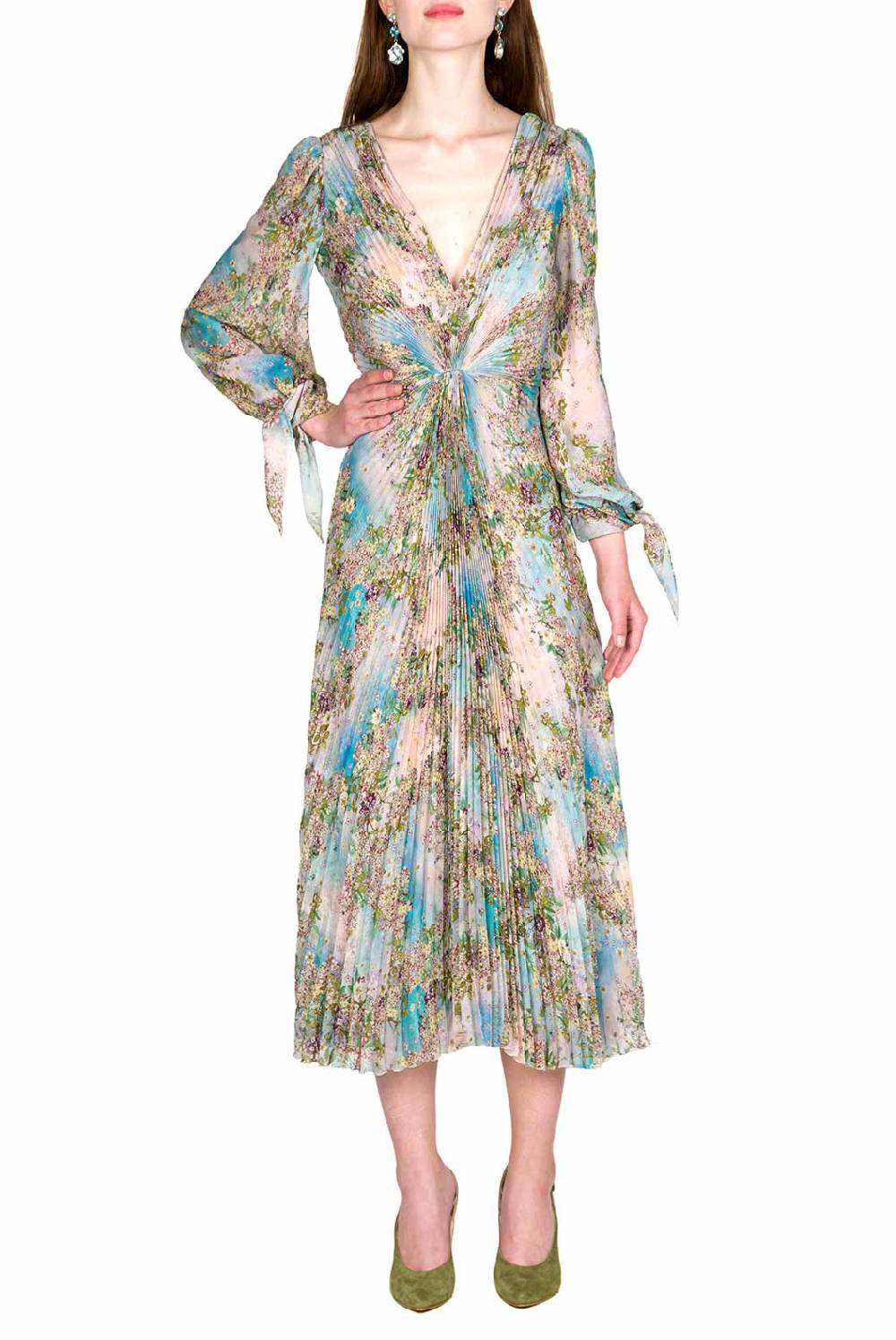 Luisa Beccaria Abito in chiffon con stampa floreale Nuovo