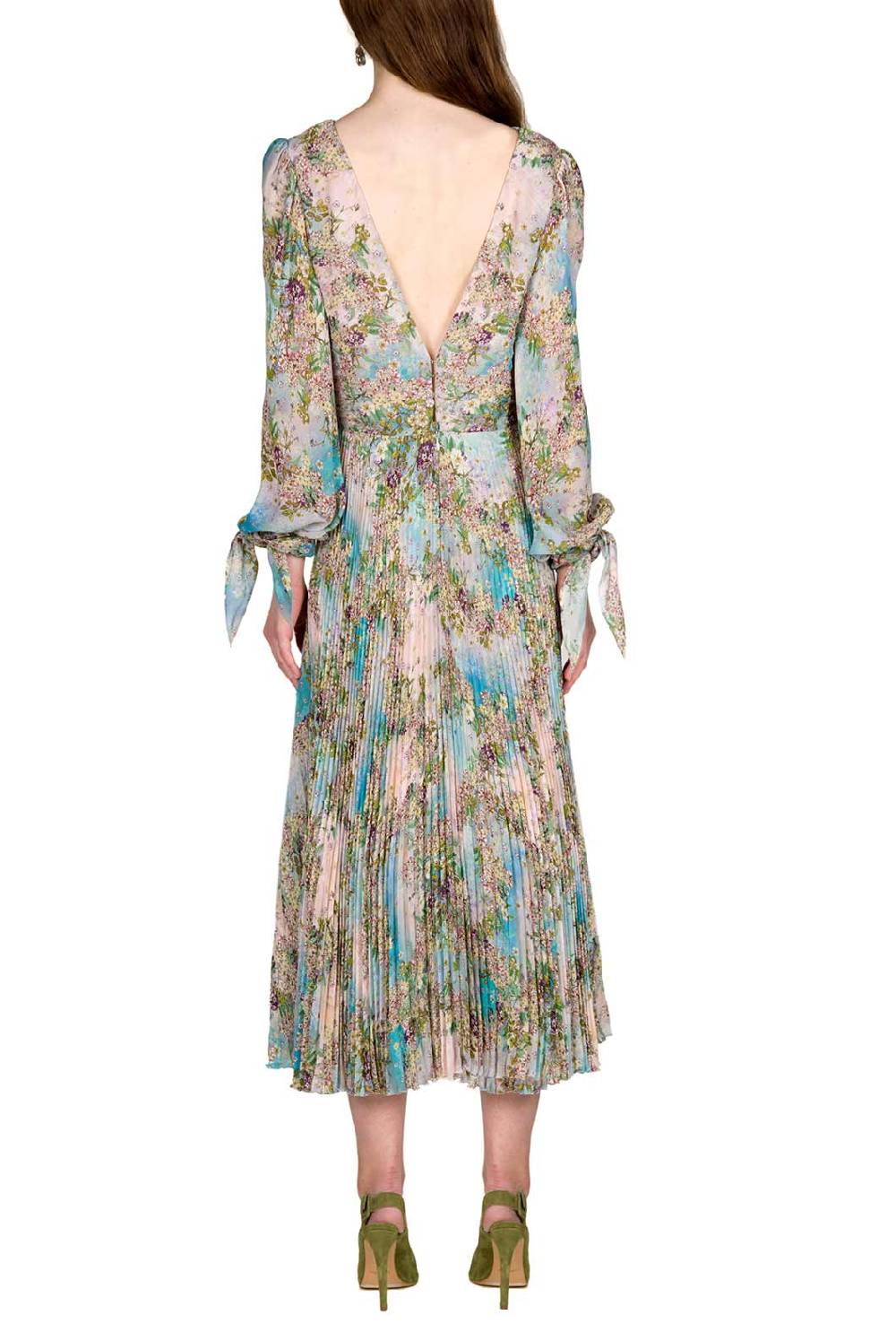 Luisa Beccaria Abito in chiffon con stampa floreale Nuovo