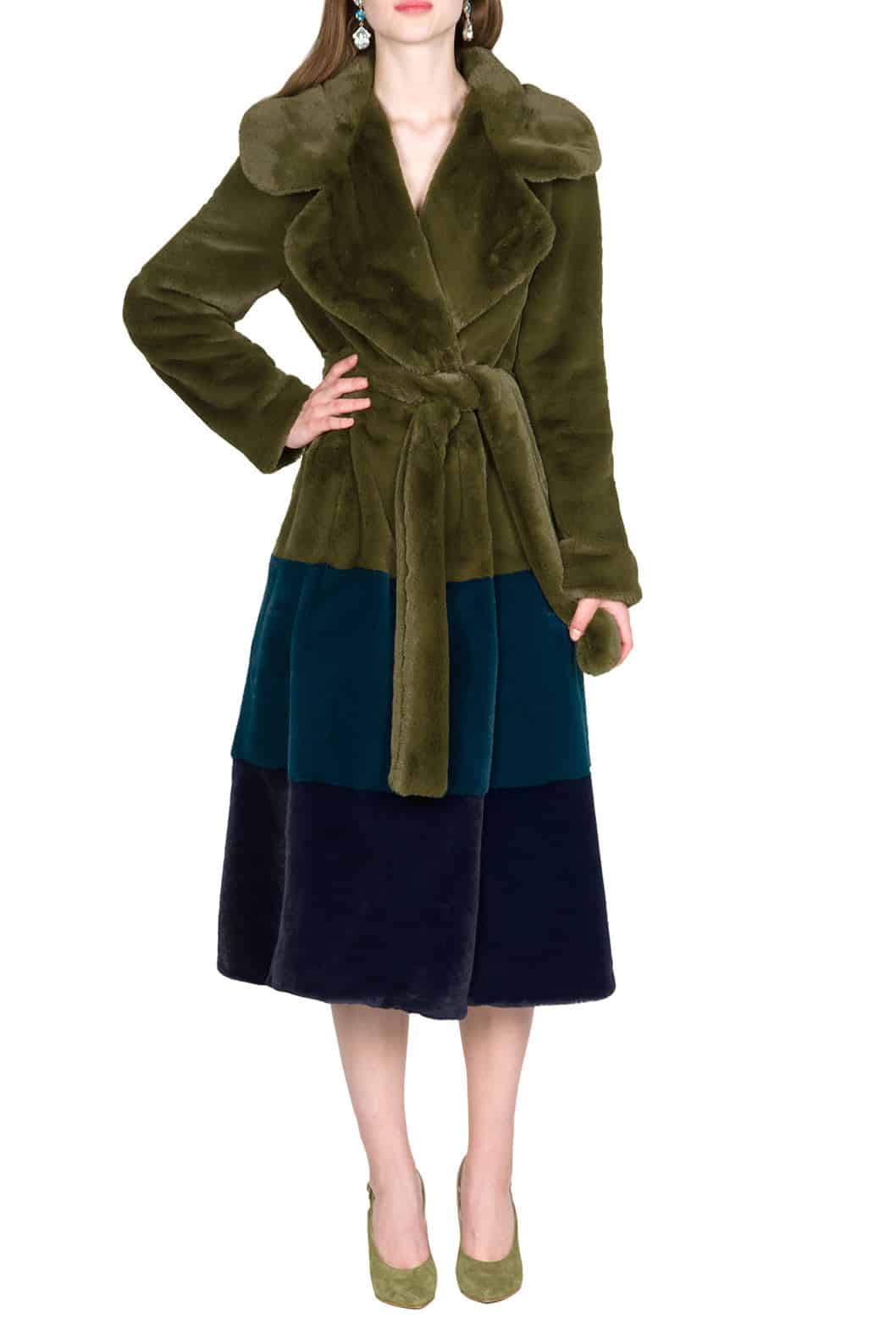 Luisa Beccaria Cappotto in pelliccia sintetica colorblock Qualità