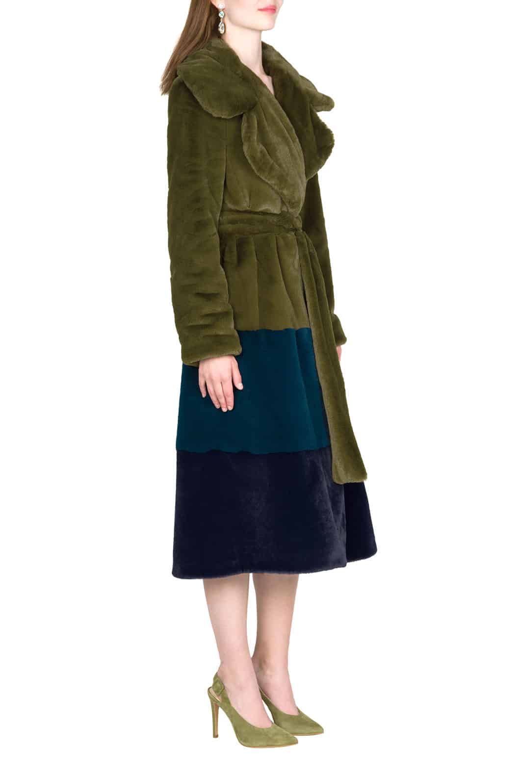 Luisa Beccaria Cappotto in pelliccia sintetica colorblock Qualità