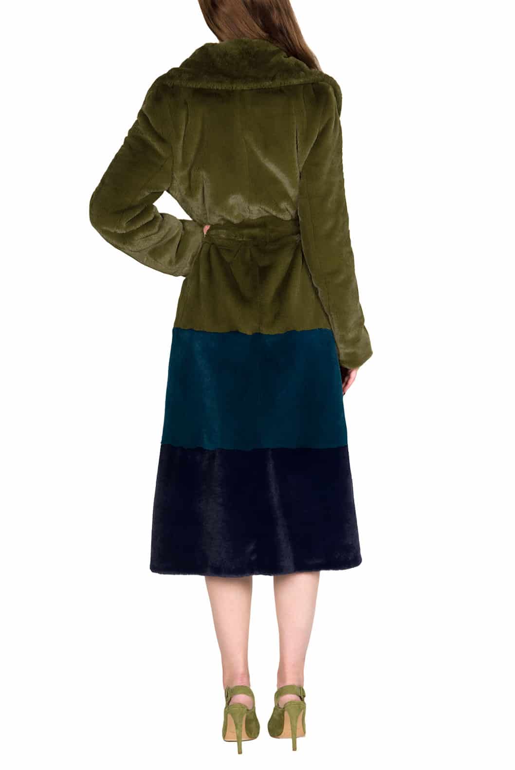 Luisa Beccaria Cappotto in pelliccia sintetica colorblock Qualità