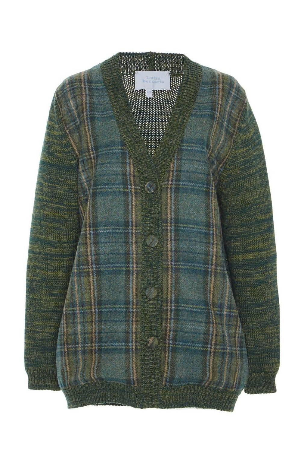 Luisa Beccaria Cardigan erica con pannelli a quadri
