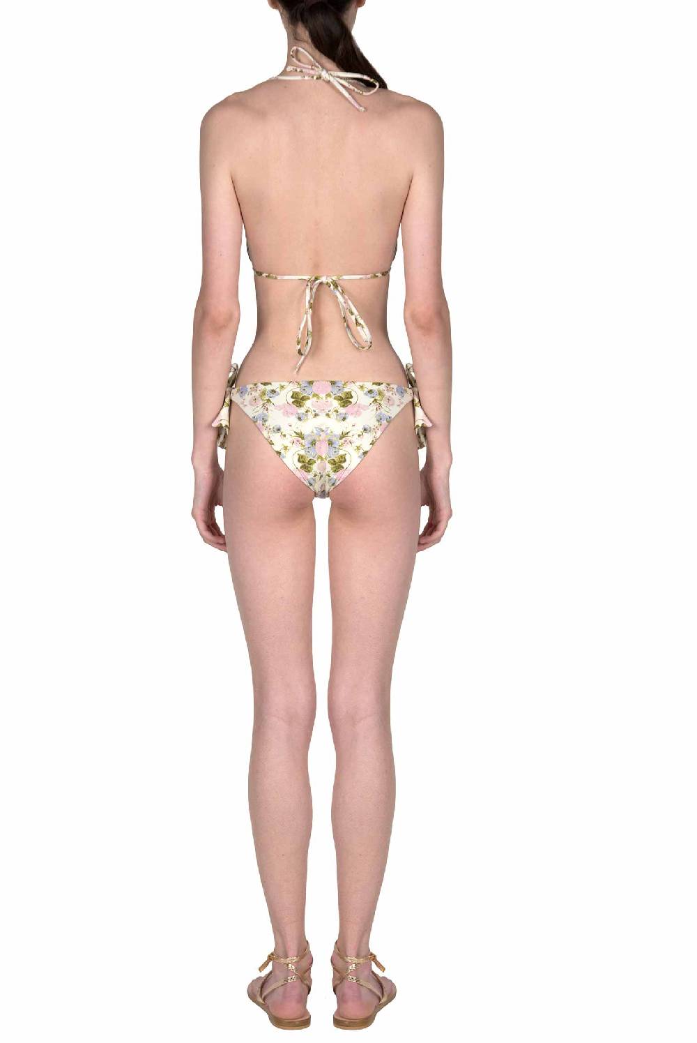 Luisa Beccaria Bikini Triangolo E Slip Rose Sbocciate Double Face Offerta