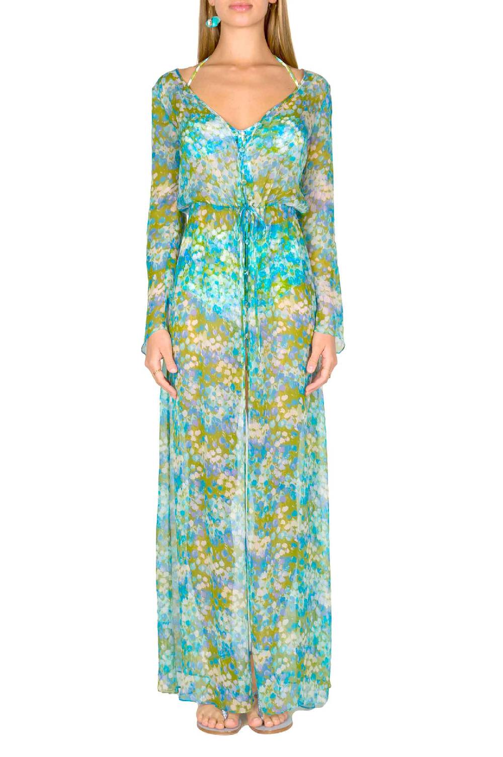 Luisa Beccaria Chemisier in chiffon Monet Offerte