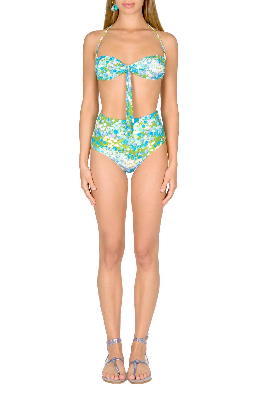Luisa Beccaria Bikini Fascia E Slip A Vita Alta Turchese Monet Vendita Calda