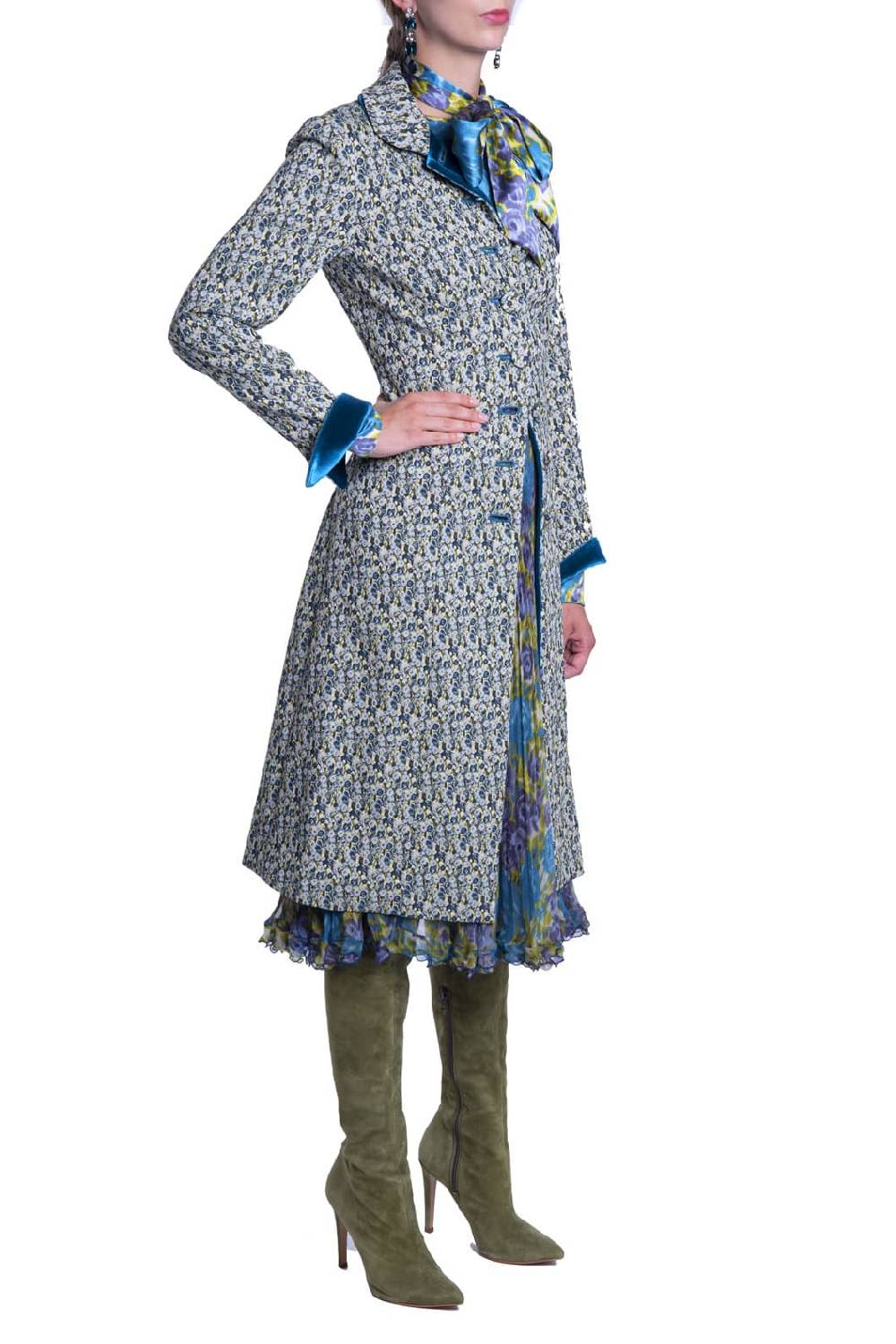 Luisa Beccaria Cappotto in micro jacquard floreale Pezzi Unici