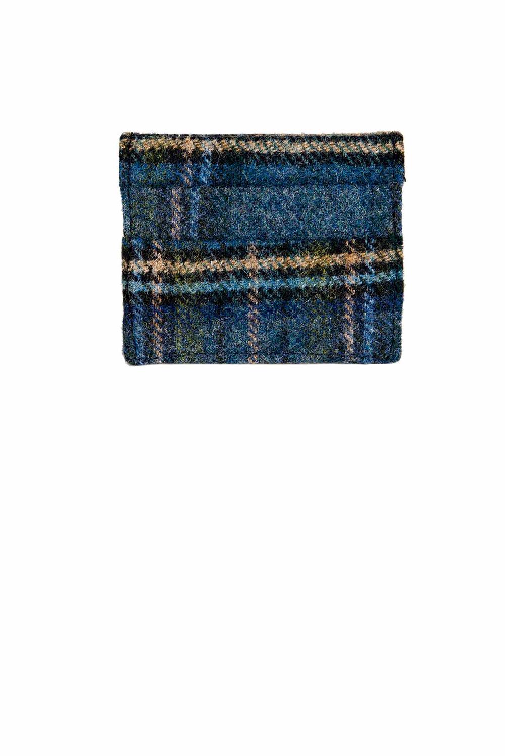 Luisa Beccaria Portacarte in lana vergine scozzese blu