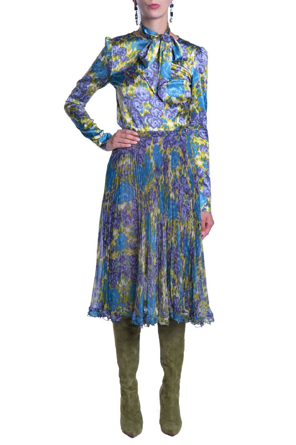 Luisa Beccaria Gonna Plissé In Chiffon Di Seta Stampata Qualità Garantita