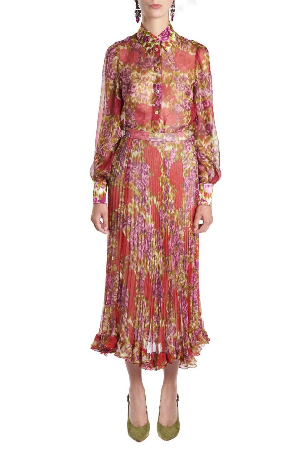 Luisa Beccaria Camicetta in chiffon di seta floreale Acquista Ora