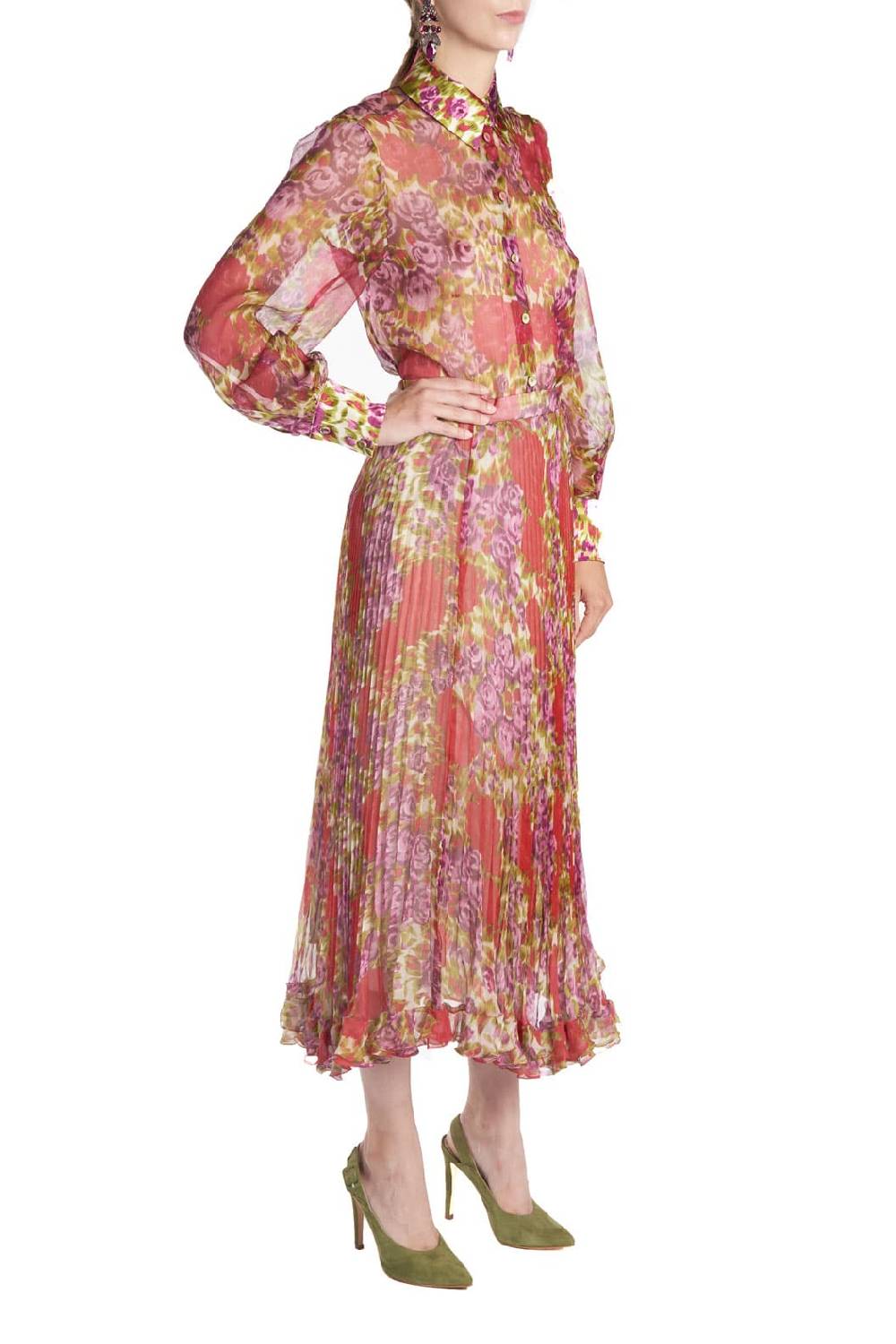 Luisa Beccaria Camicetta in chiffon di seta floreale Acquista Ora