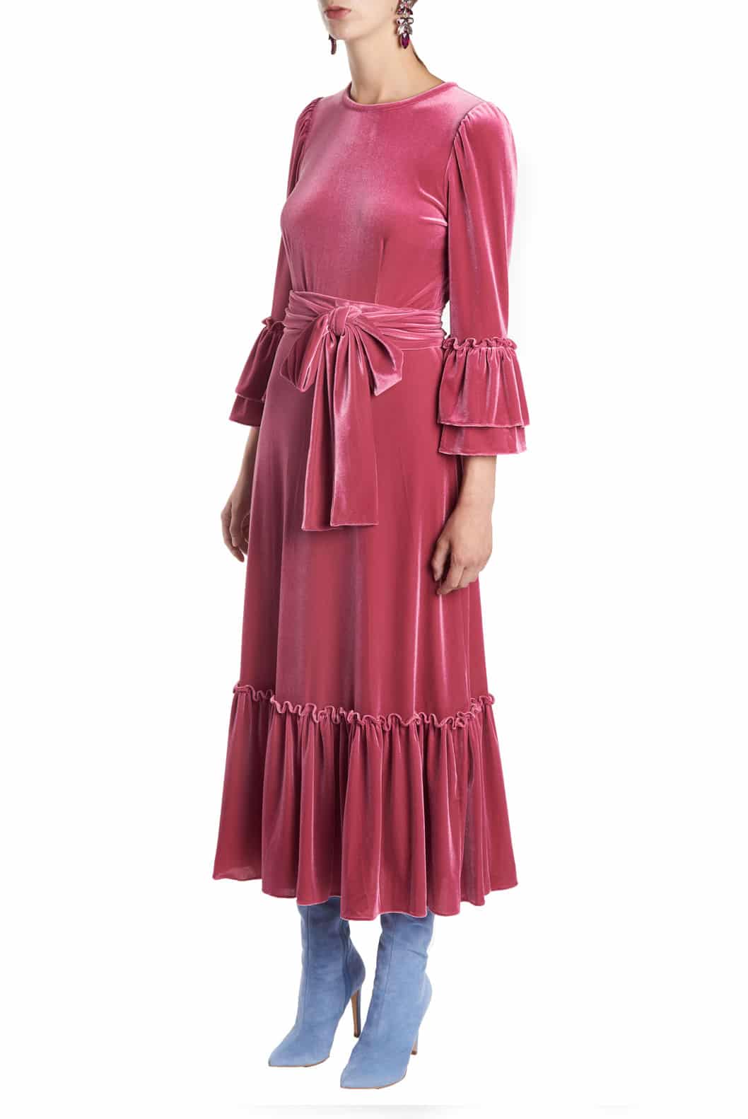 Luisa Beccaria Abito midi in velluto elasticizzato Consegna Veloce