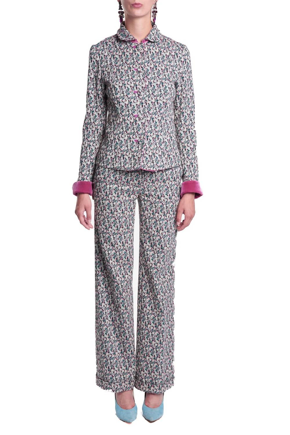 Luisa Beccaria Giacca in micro jacquard floreale Promozione Limitata