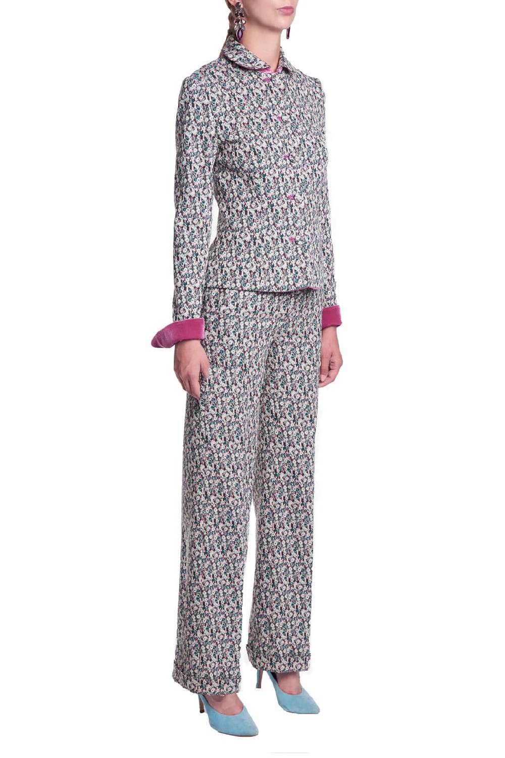 Luisa Beccaria Giacca in micro jacquard floreale Promozione Limitata