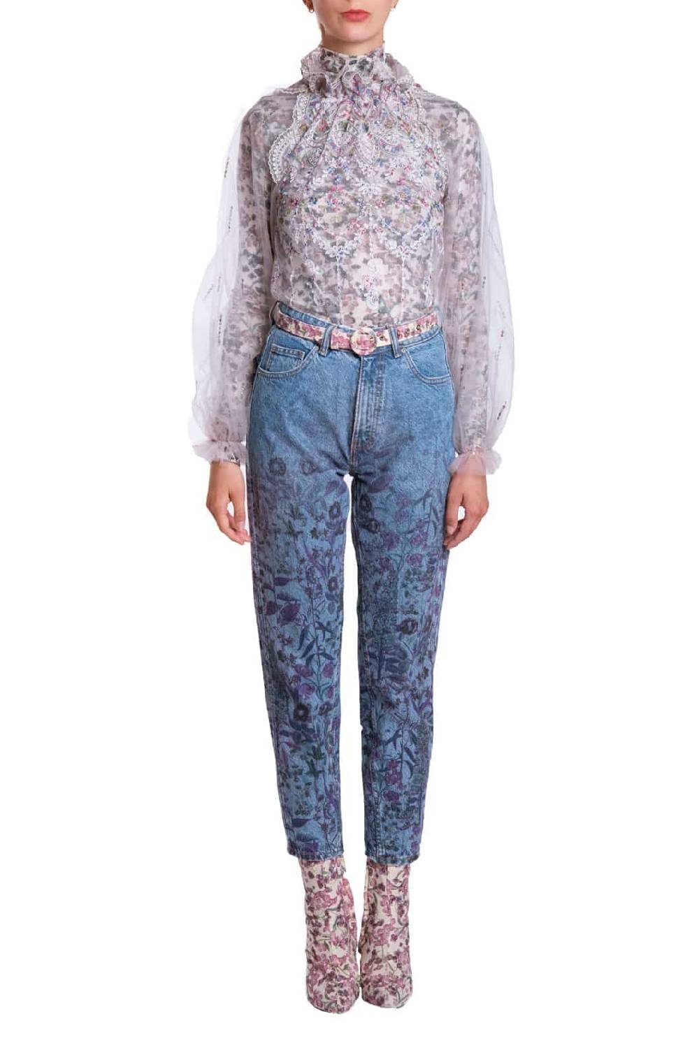 Luisa Beccaria Jeans stampati floreali Sconto
