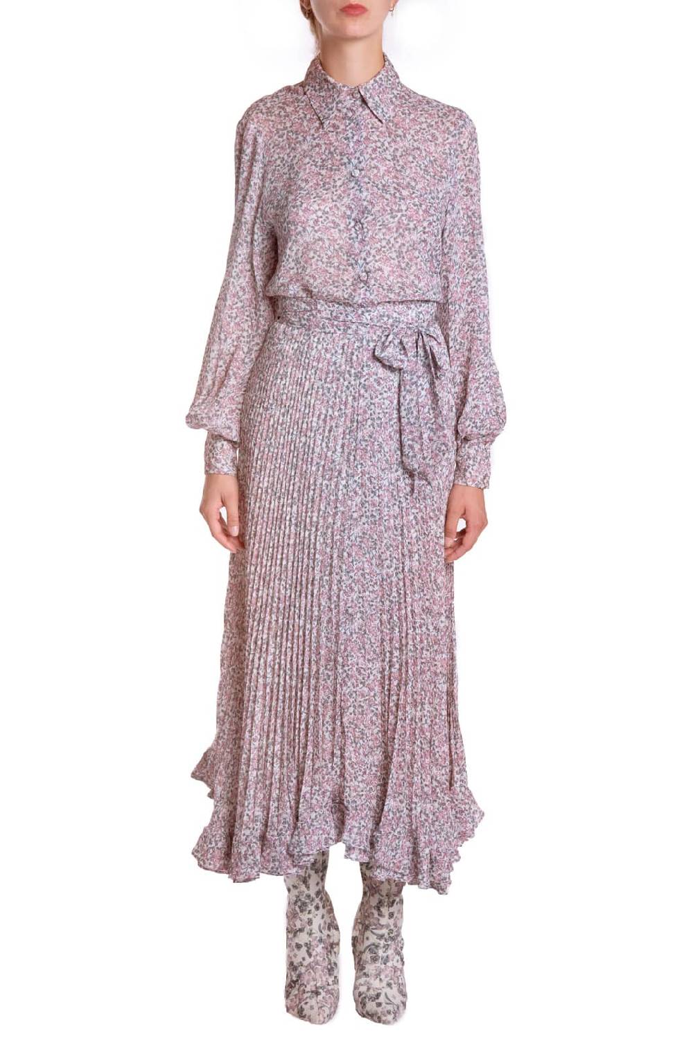 Luisa Beccaria Blusa in georgette stampata con piccoli fiori Online