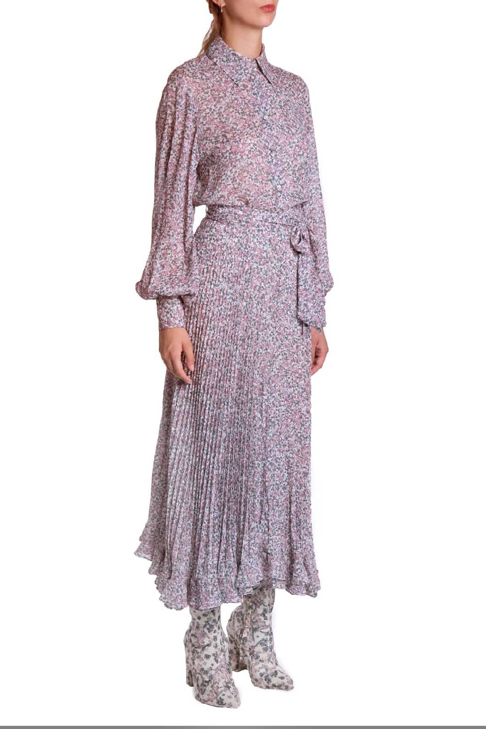 Luisa Beccaria Blusa in georgette stampata con piccoli fiori Online