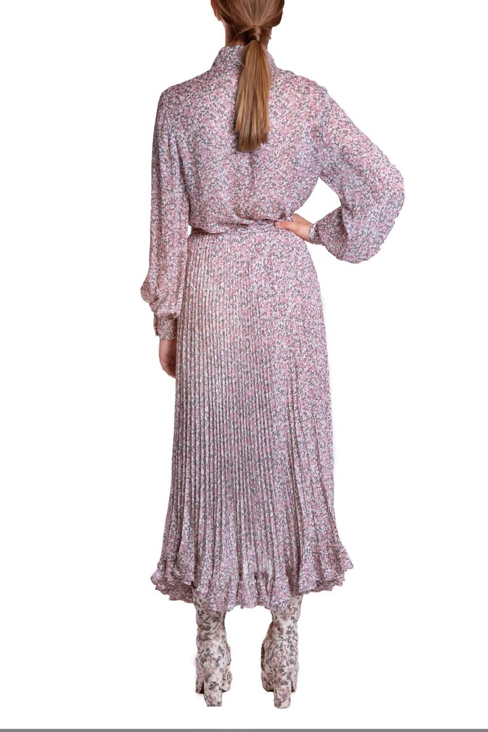 Luisa Beccaria Blusa in georgette stampata con piccoli fiori Online