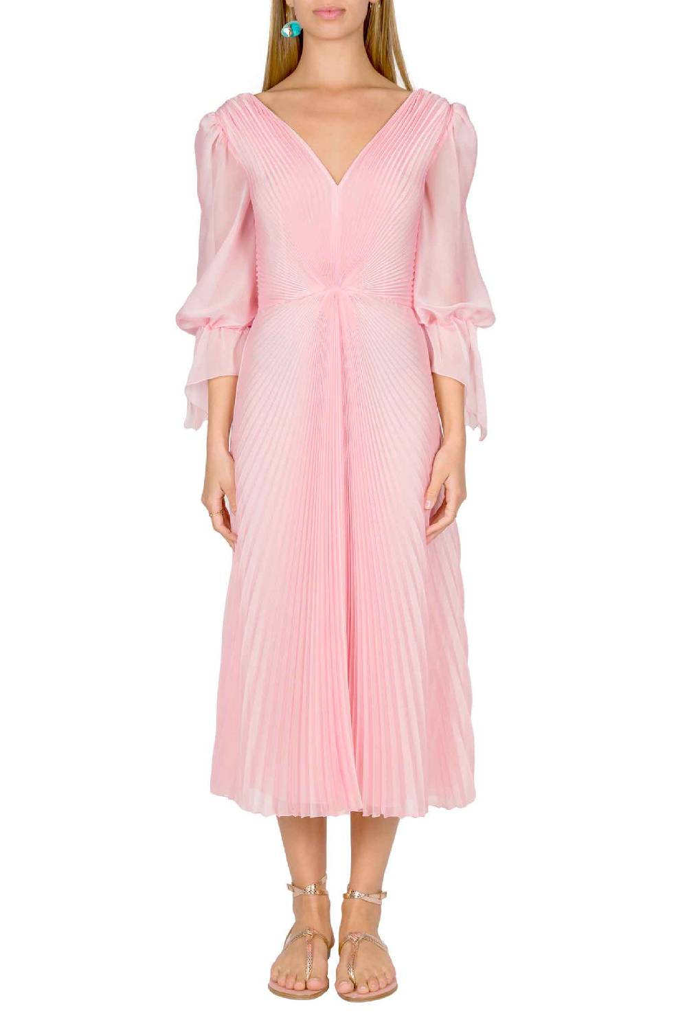 Luisa Beccaria Abito longuette in chiffon plissettato Angelina Vendita