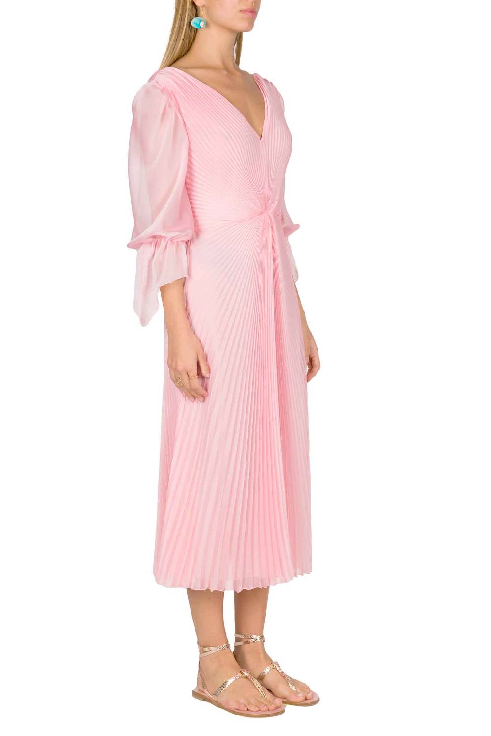 Luisa Beccaria Abito longuette in chiffon plissettato Angelina Vendita