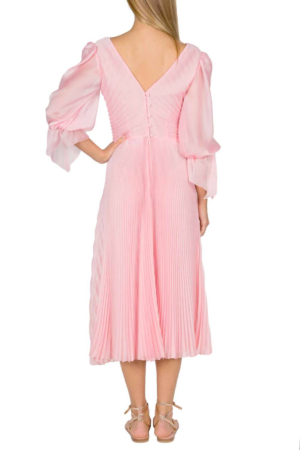 Luisa Beccaria Abito longuette in chiffon plissettato Angelina Vendita