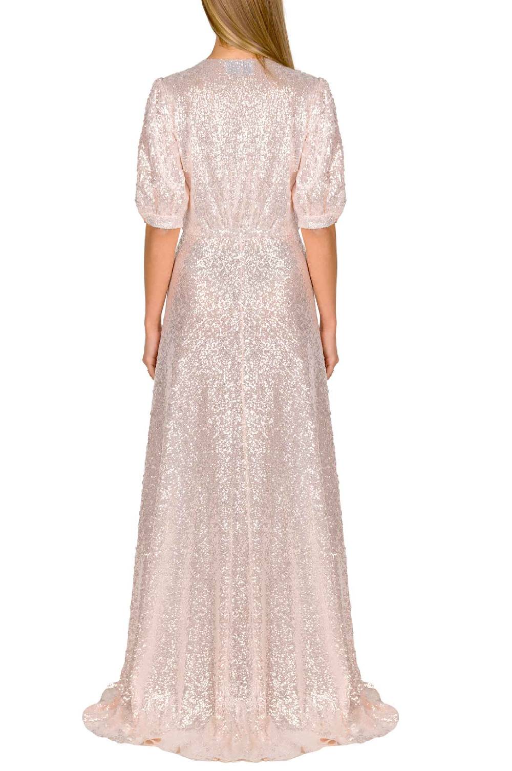 Luisa Beccaria Abito con bottoni in paillettes rosa Promozione
