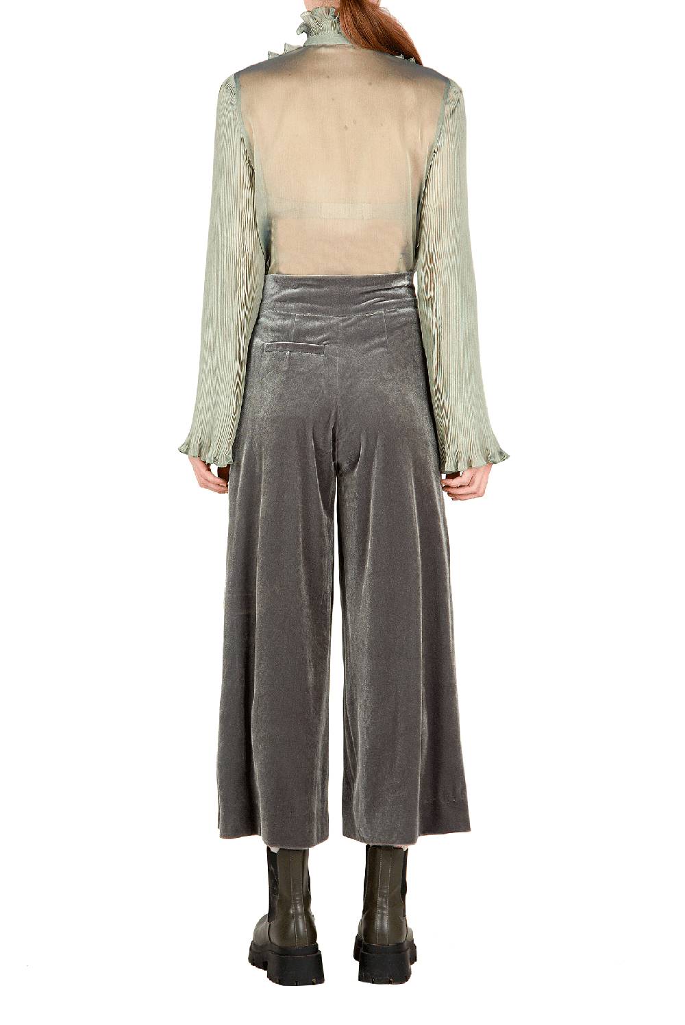 Luisa Beccaria Pantaloni in velluto SALVIA Consegna Veloce