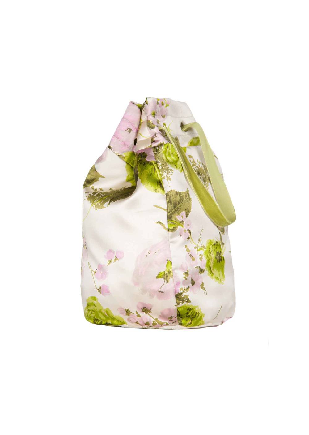 Luisa Beccaria Borsa a secchiello in seta con rose in fiore In Saldo