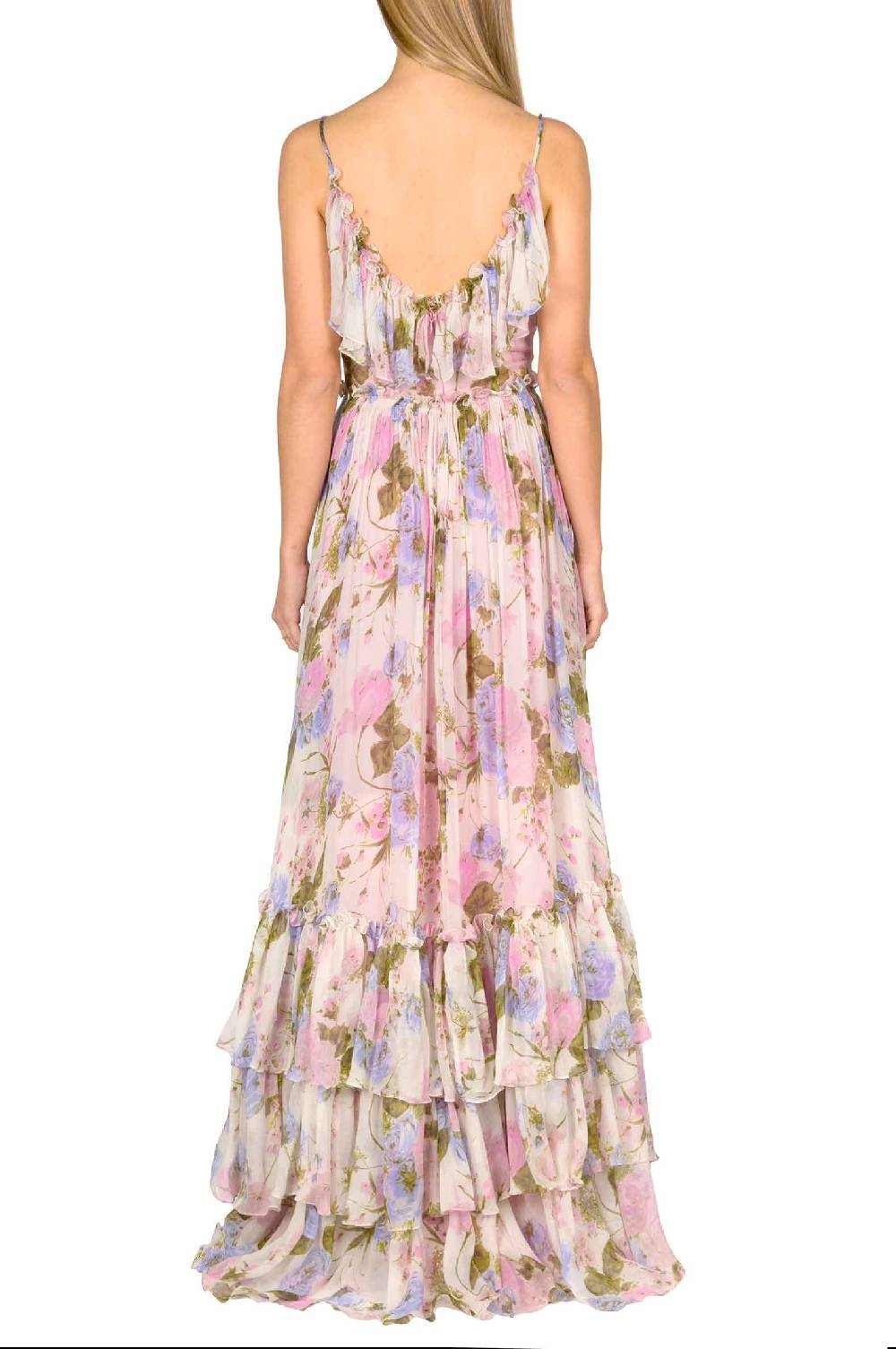 Luisa Beccaria Maxi abito arricciato in chiffon floreale Shopping Online