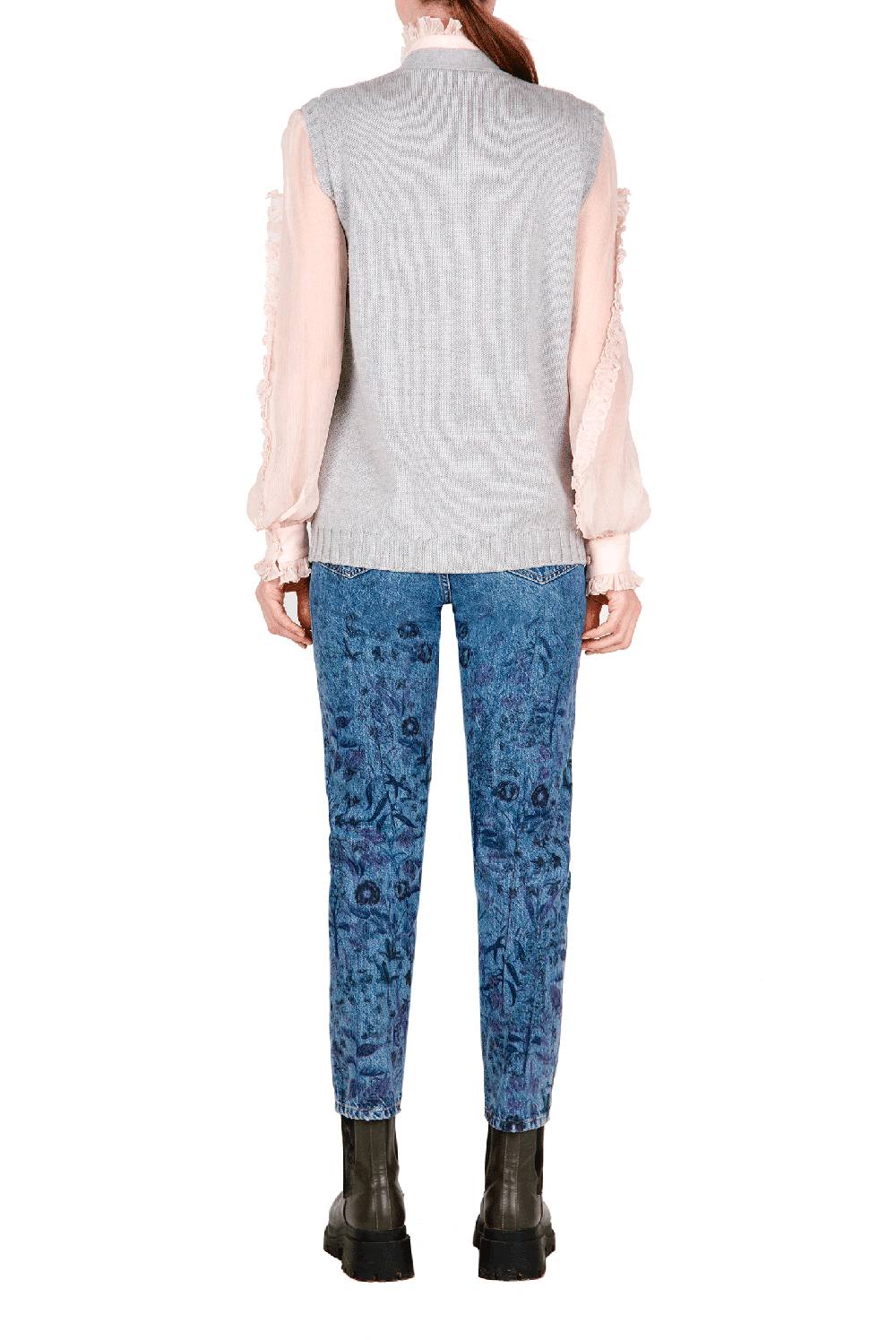 Luisa Beccaria Gilet Lana Ritorto Grigio Presa