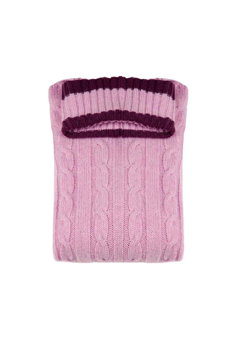 Luisa Beccaria Maglione dolcevita in cashmere a trecce rosa Offerte
