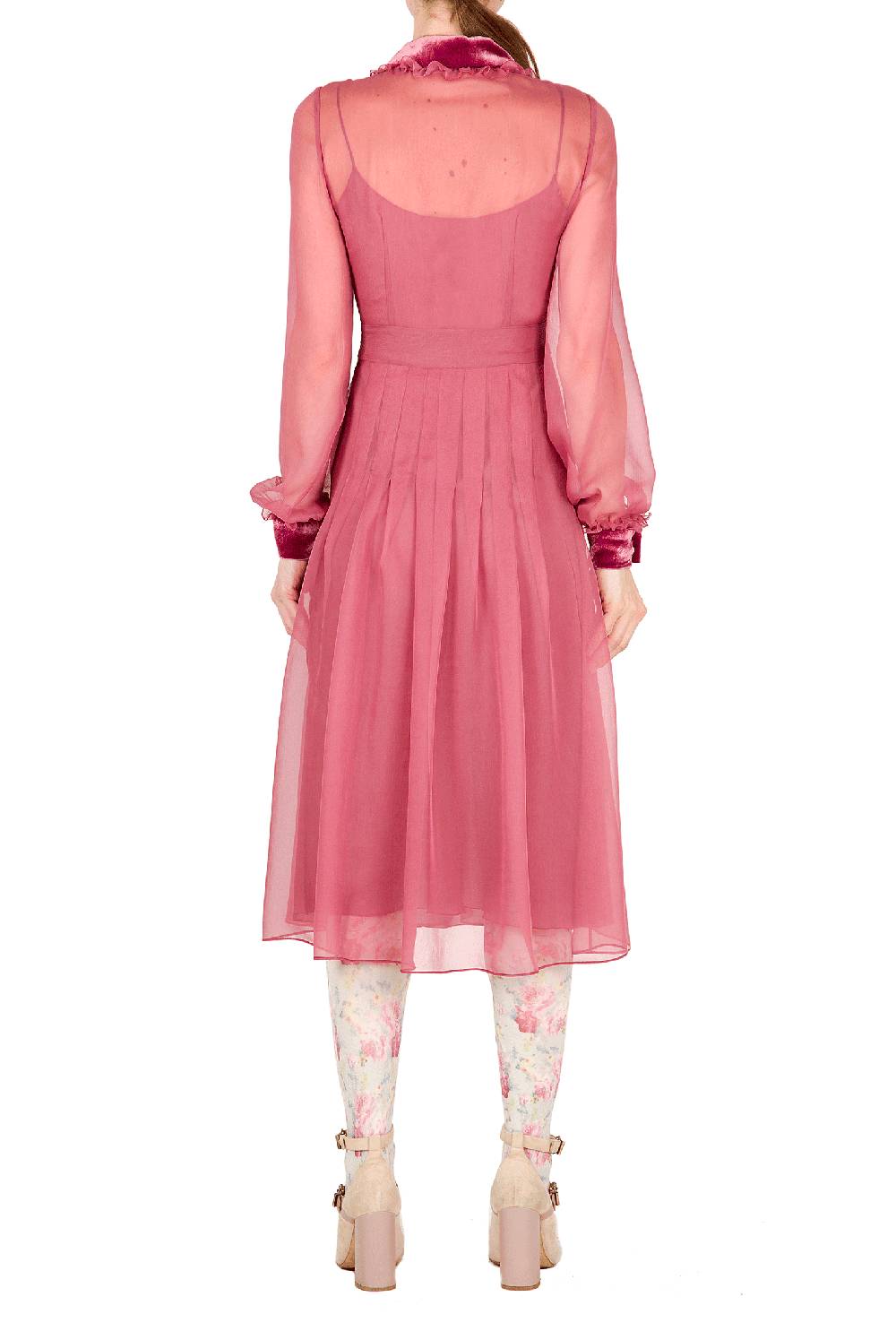 Luisa Beccaria Abito in chiffon con passamaneria in velluto Vendita