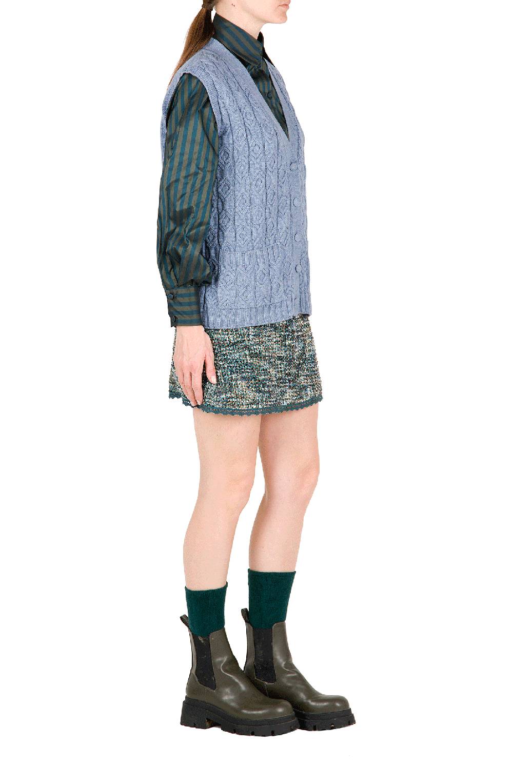 Luisa Beccaria Gilet in lana ritorta Blu Affare Del Giorno