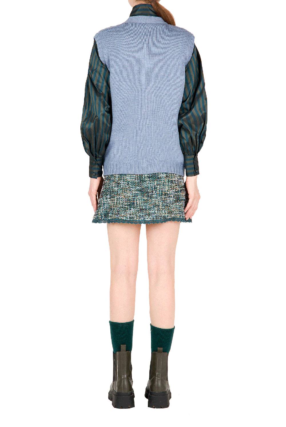 Luisa Beccaria Gilet in lana ritorta Blu Affare Del Giorno