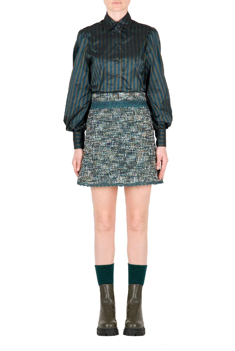 Luisa Beccaria Minigonna in tweed con pizzo Sottocosto