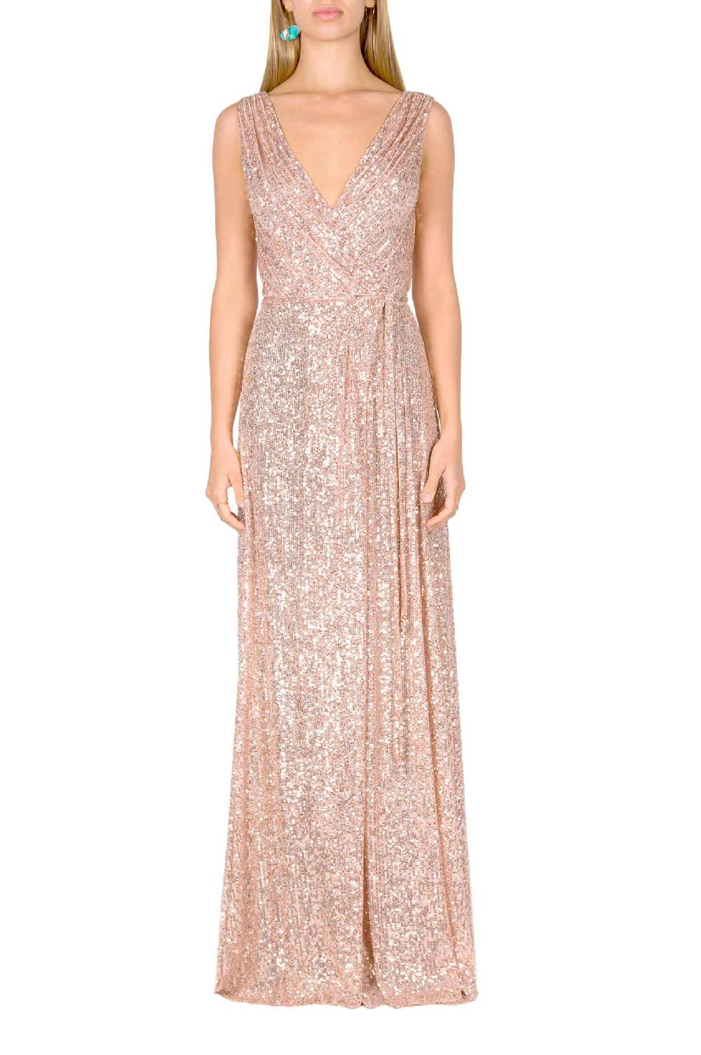 Luisa Beccaria Abito a portafoglio con paillettes rosa Sconto