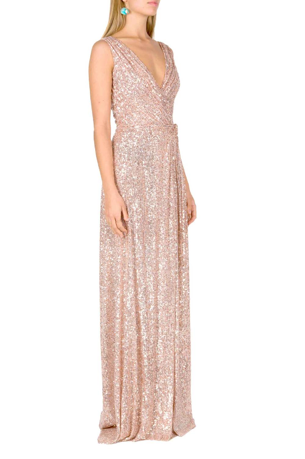 Luisa Beccaria Abito a portafoglio con paillettes rosa Sconto