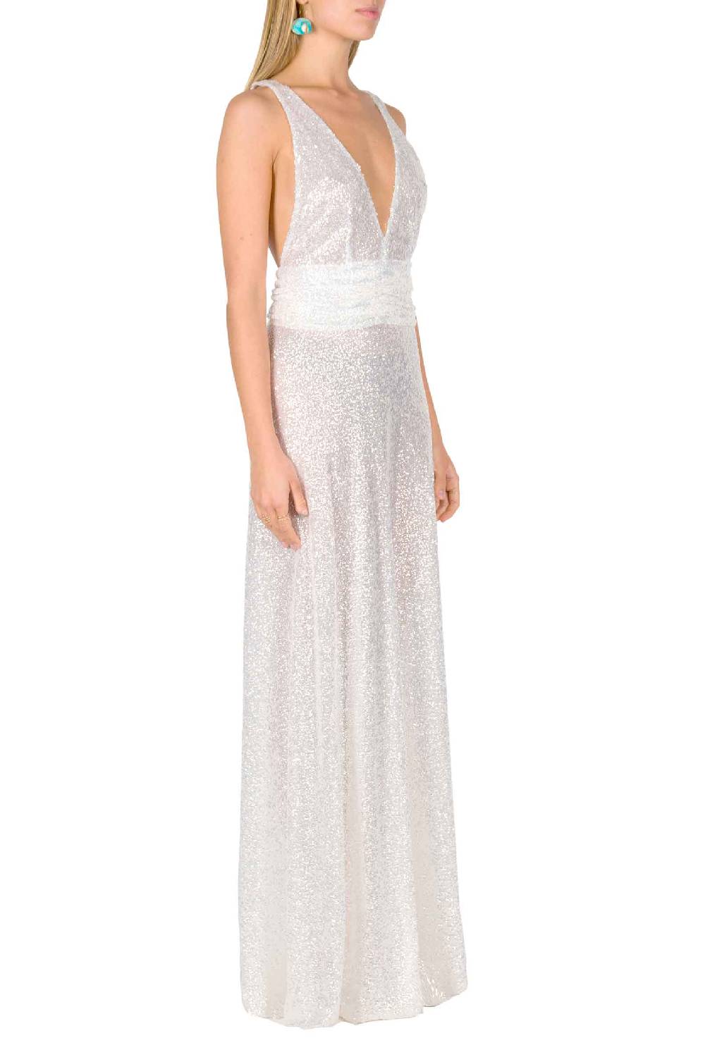 Luisa Beccaria Abito lungo in paillettes con scollo a V Online