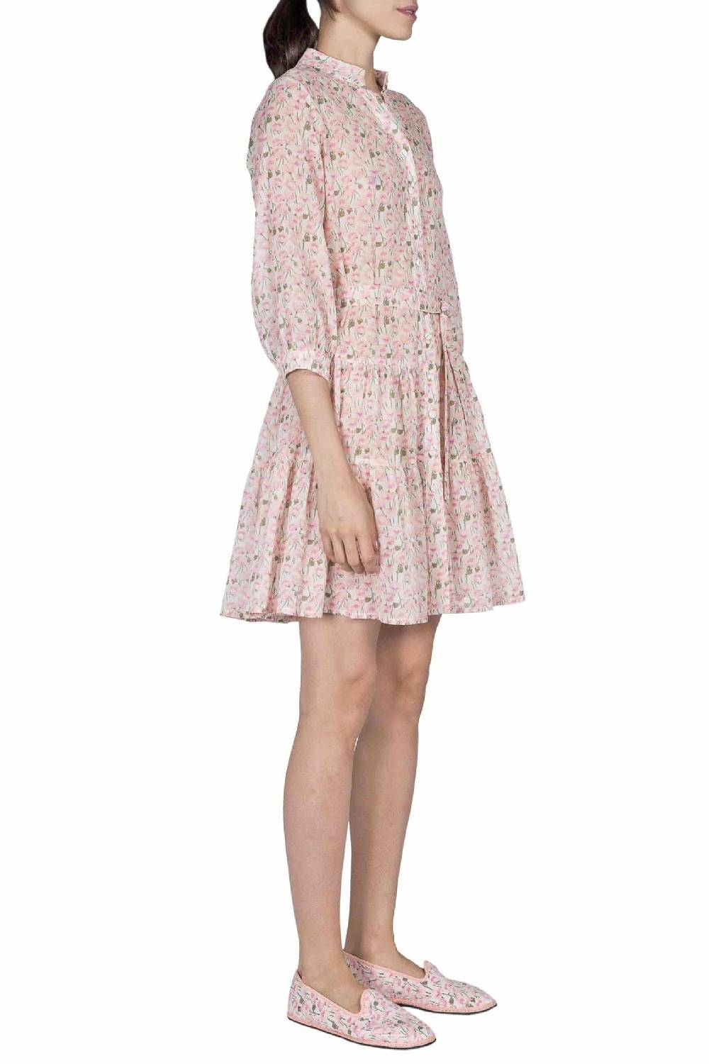 Luisa Beccaria Mini abito rosa Papaveri in cotone Offerte