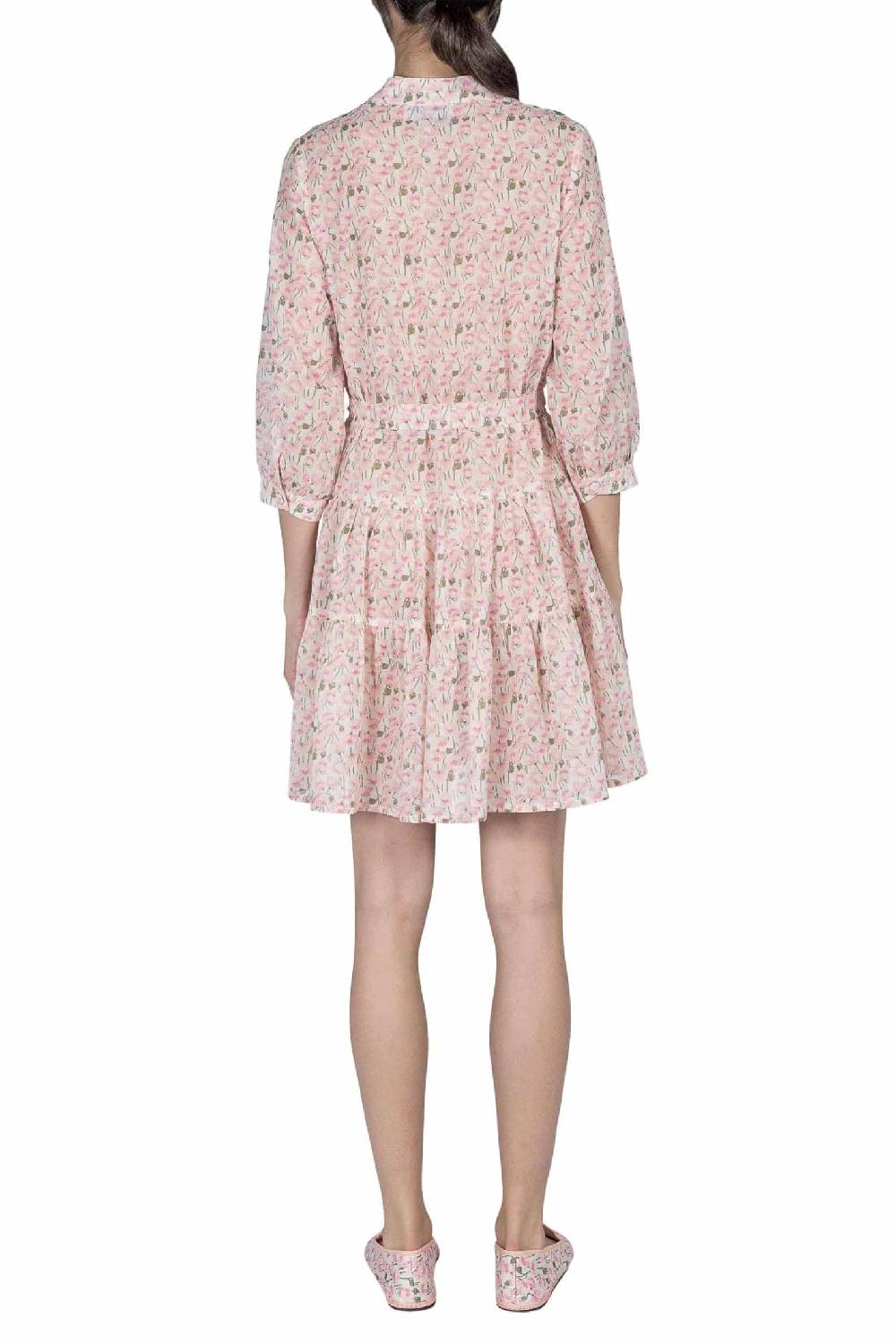 Luisa Beccaria Mini abito rosa Papaveri in cotone Offerte