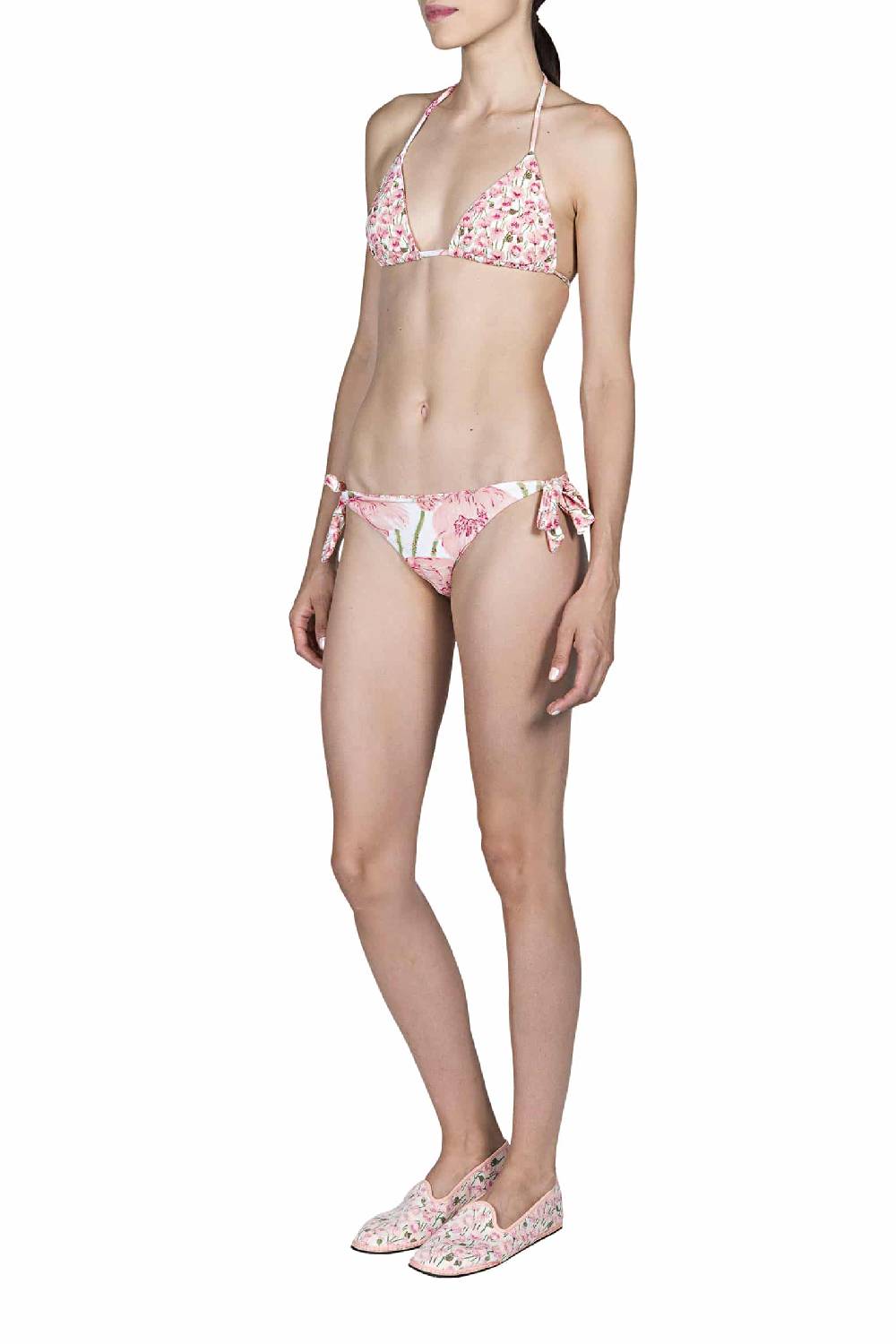 Luisa Beccaria Bikini Triangolo E Slip Rosa Papaveri Double Face Hotsell